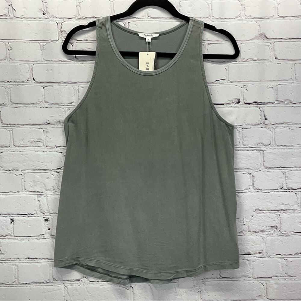 Evereve Splendid Collection Alanis Tank Top Women's Size M OliveBrown Boho Beach